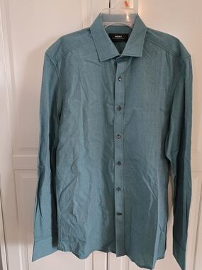 Mexx Men's Long Sleeve Button-Up Sweater Shirt in Teal